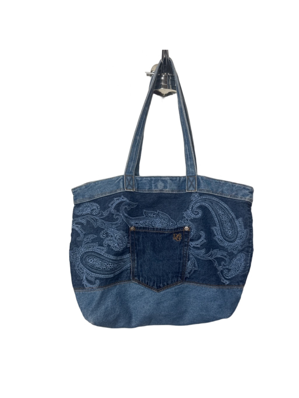 DG2 by Diane Gilman 30th Anniversary Denim Jean Tote Bag Purse Paisley Pocket - Picture 1 of 9